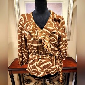 Zebra Lauren Jeans Co Wrap Top